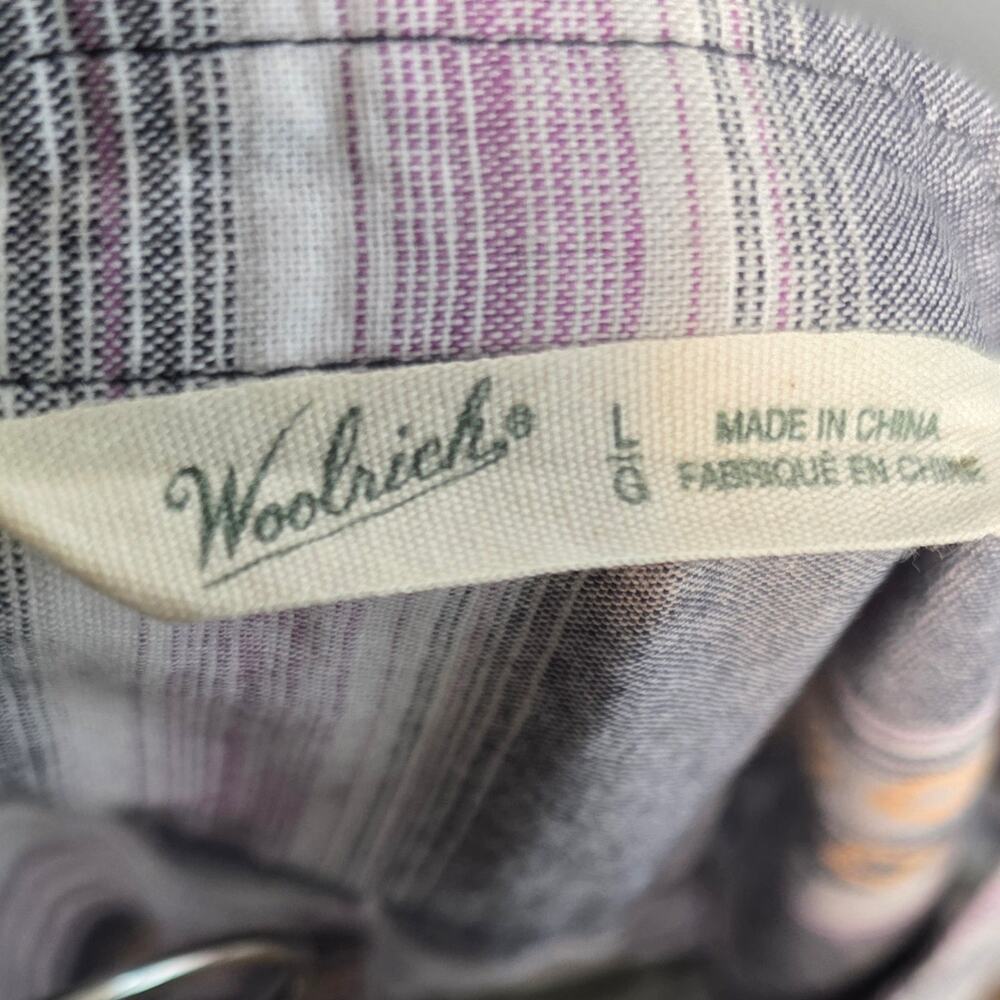 Woolrich Women's Sleeveless Shift Dress L Purple Gray Striped Cotton - Picture 3 of 7